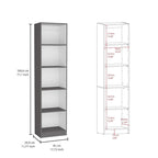 Lot de 2 bibliothèques étroites à 5 étagères et armoires à 2 portes – Multicolore / Beige / Noir / Blanc