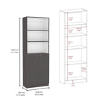 Lot de 2 bibliothèques étroites à 5 étagères et armoires à 2 portes – Multicolore / Beige / Noir / Blanc