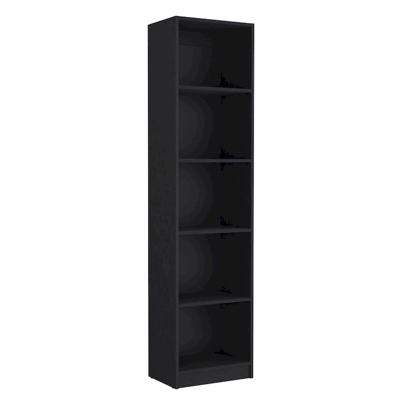Lot de 2 bibliothèques étroites à 5 étagères et armoires à 2 portes – Multicolore / Beige / Noir / Blanc