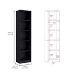 Lot de 2 bibliothèques étroites à 5 étagères et armoires à 2 portes – Multicolore / Beige / Noir / Blanc