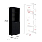 Lot de 2 bibliothèques étroites à 5 étagères et armoires à 2 portes – Multicolore / Beige / Noir / Blanc