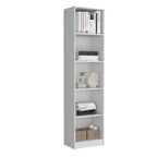 Lot de 2 bibliothèques étroites à 5 étagères et armoires à 2 portes – Multicolore / Beige / Noir / Blanc