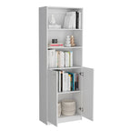 Lot de 2 bibliothèques étroites à 5 étagères et armoires à 2 portes – Multicolore / Beige / Noir / Blanc