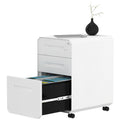 Caisson de classement mobile 3 tiroirs, blanc/noir, acier avec roulettes verrouillables