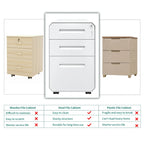 Caisson de classement mobile 3 tiroirs, blanc/noir, acier avec roulettes verrouillables
