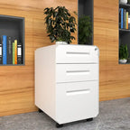 Caisson de classement mobile 3 tiroirs, blanc/noir, acier avec roulettes verrouillables