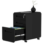 Caisson de classement mobile 3 tiroirs, blanc/noir, acier avec roulettes verrouillables