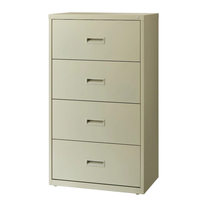 Classeur latéral à 4 tiroirs noir/beige/gris pour 1 utilisateur – Lettre, légal et A4