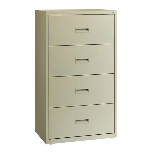 Classeur latéral à 4 tiroirs noir/beige/gris pour 1 utilisateur – Lettre, légal et A4