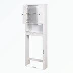 Meuble de rangement blanc à poser au-dessus des toilettes, 2 portes, assemblage par une seule personne