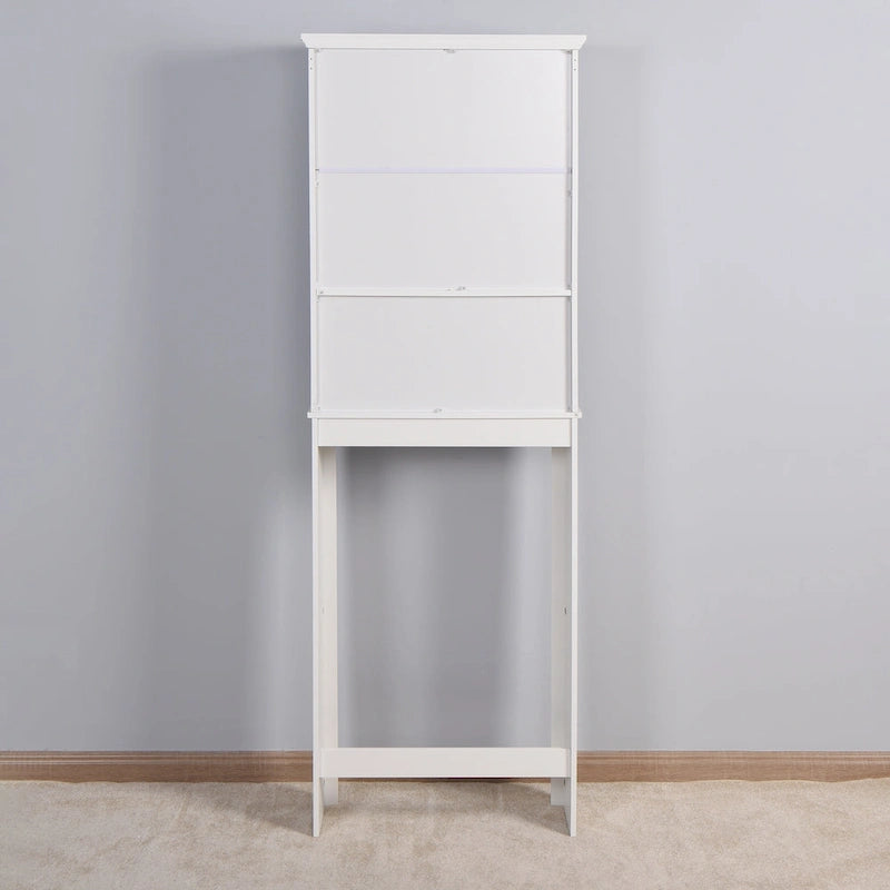 Meuble de rangement blanc à poser au-dessus des toilettes, 2 portes, assemblage par une seule personne