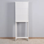 Meuble de rangement blanc à poser au-dessus des toilettes, 2 portes, assemblage par une seule personne