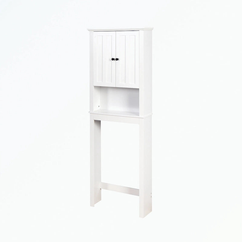 Meuble de rangement blanc à poser au-dessus des toilettes, 2 portes, assemblage par une seule personne