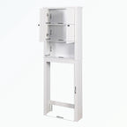 Meuble de rangement blanc à poser au-dessus des toilettes, 2 portes, assemblage par une seule personne