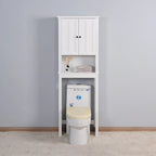 Meuble de rangement blanc à poser au-dessus des toilettes, 2 portes, assemblage par une seule personne
