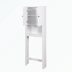 Meuble de rangement blanc à poser au-dessus des toilettes, 2 portes, assemblage par une seule personne