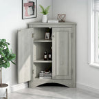 Meuble de rangement d'angle triangulaire en Chêne / Blanc / Bleu / Marron / Argent / Cappuccino avec étagères réglables – 1 personne