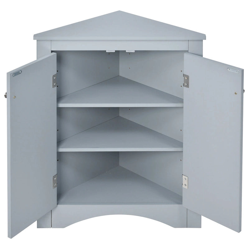 Meuble de rangement d'angle triangulaire en Chêne / Blanc / Bleu / Marron / Argent / Cappuccino avec étagères réglables – 1 personne