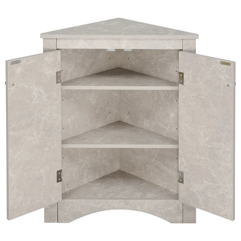 Meuble de rangement d'angle triangulaire en Chêne / Blanc / Bleu / Marron / Argent / Cappuccino avec étagères réglables – 1 personne