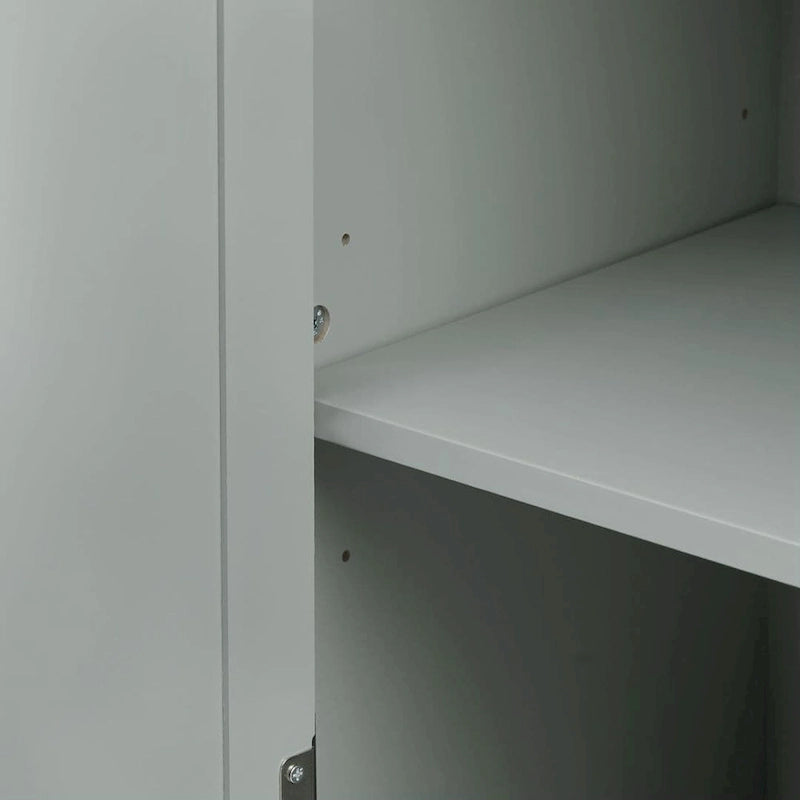 Meuble de Rangement Haut Autoportant Noir / Gris / Blanc – 3 Étagères et 3 Tiroirs, Assemblage par 1 Personne
