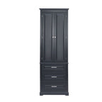 Meuble de Rangement Haut Autoportant Noir / Gris / Blanc – 3 Étagères et 3 Tiroirs, Assemblage par 1 Personne