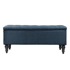 Banc de rangement capitonné de 38 pouces – Bleu denim / Beige / Havane / Gris – 1 place