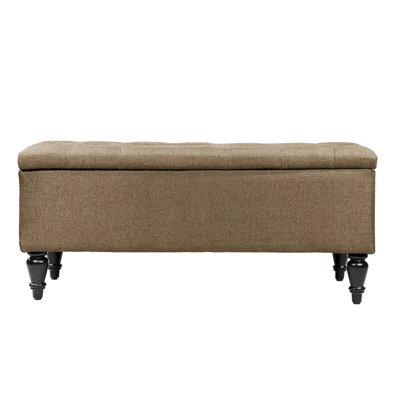 Banc de rangement capitonné de 38 pouces – Bleu denim / Beige / Havane / Gris – 1 place