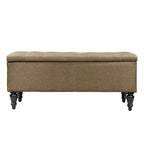Banc de rangement capitonné de 38 pouces – Bleu denim / Beige / Havane / Gris – 1 place
