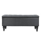 Banc de rangement capitonné de 38 pouces – Bleu denim / Beige / Havane / Gris – 1 place