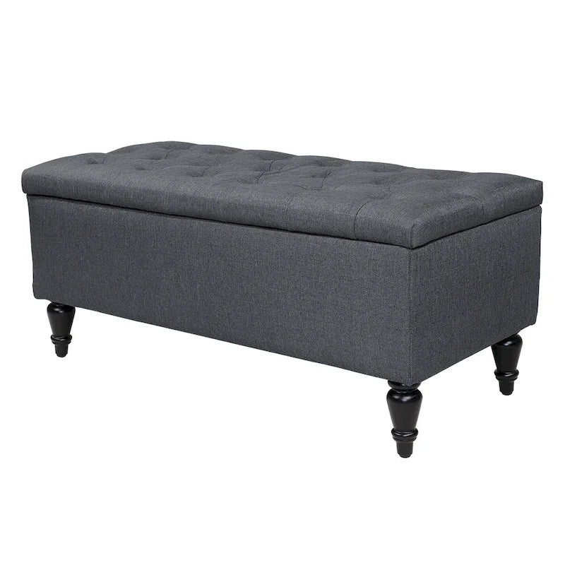 Banc de rangement capitonné de 38 pouces – Bleu denim / Beige / Havane / Gris – 1 place