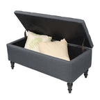 Banc de rangement capitonné de 38 pouces – Bleu denim / Beige / Havane / Gris – 1 place