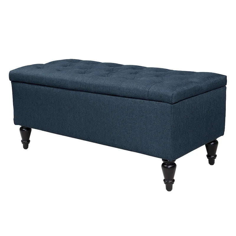 Banc de rangement capitonné de 38 pouces – Bleu denim / Beige / Havane / Gris – 1 place