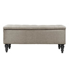 Banc de rangement capitonné de 38 pouces – Bleu denim / Beige / Havane / Gris – 1 place