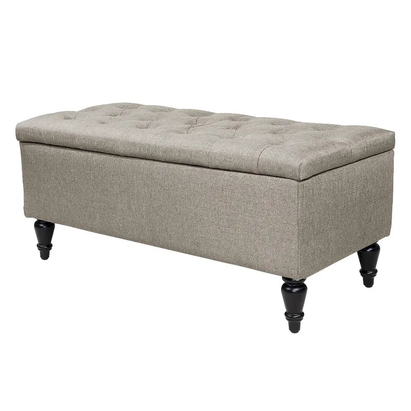 Banc de rangement capitonné de 38 pouces – Bleu denim / Beige / Havane / Gris – 1 place