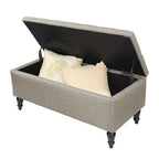 Banc de rangement capitonné de 38 pouces – Bleu denim / Beige / Havane / Gris – 1 place