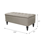 Banc de rangement capitonné de 38 pouces – Bleu denim / Beige / Havane / Gris – 1 place