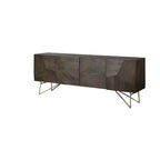 Darwin Brown Solid Wood Gold Metal Base 4 Cabinet Door Sideboard - 80.1L x 17.3W x 29.9H