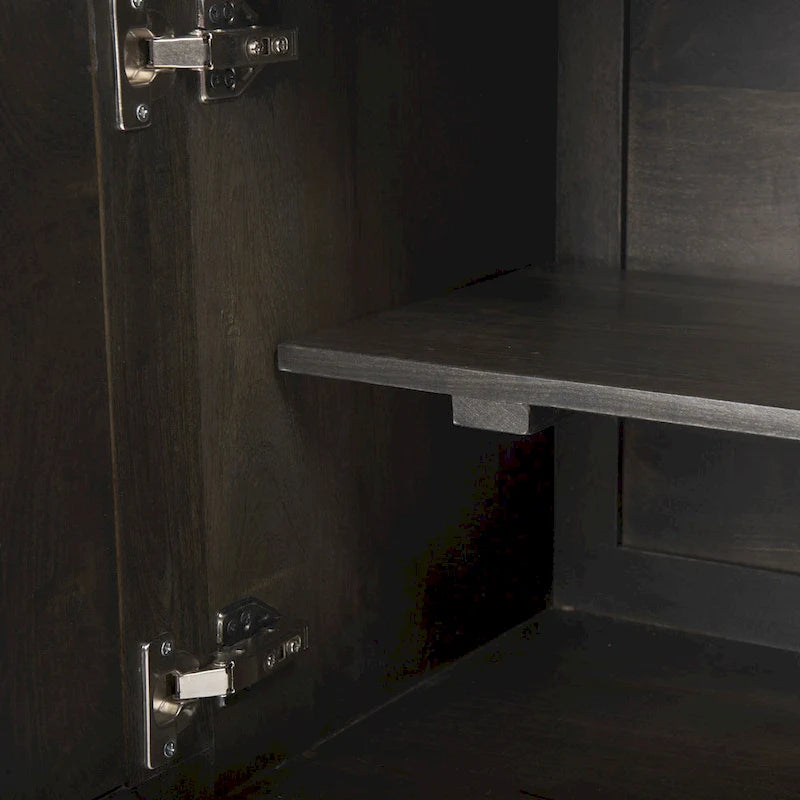 Bahut marron en bois massif à 4 portes avec pieds en métal doré