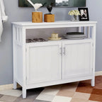 Buffet de cuisine blanc/marron avec étagère réglable – 2 portes