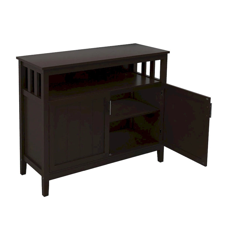 Buffet de cuisine blanc/marron avec étagère réglable – 2 portes