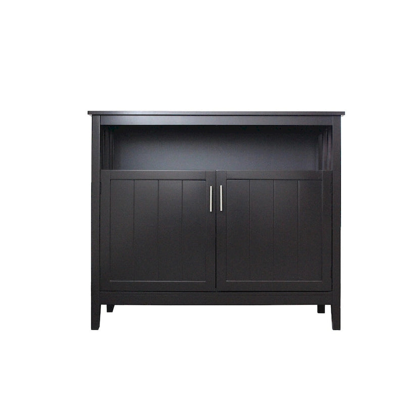Buffet de cuisine blanc/marron avec étagère réglable – 2 portes