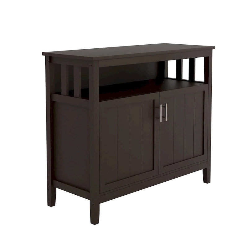 Buffet de cuisine blanc/marron avec étagère réglable – 2 portes