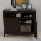 Buffet de cuisine blanc/marron avec étagère réglable – 2 portes