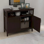 Buffet de cuisine blanc/marron avec étagère réglable – 2 portes