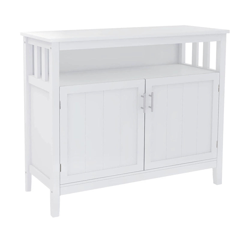Buffet de cuisine blanc/marron avec étagère réglable – 2 portes