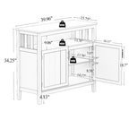 Buffet de cuisine blanc/marron avec étagère réglable – 2 portes