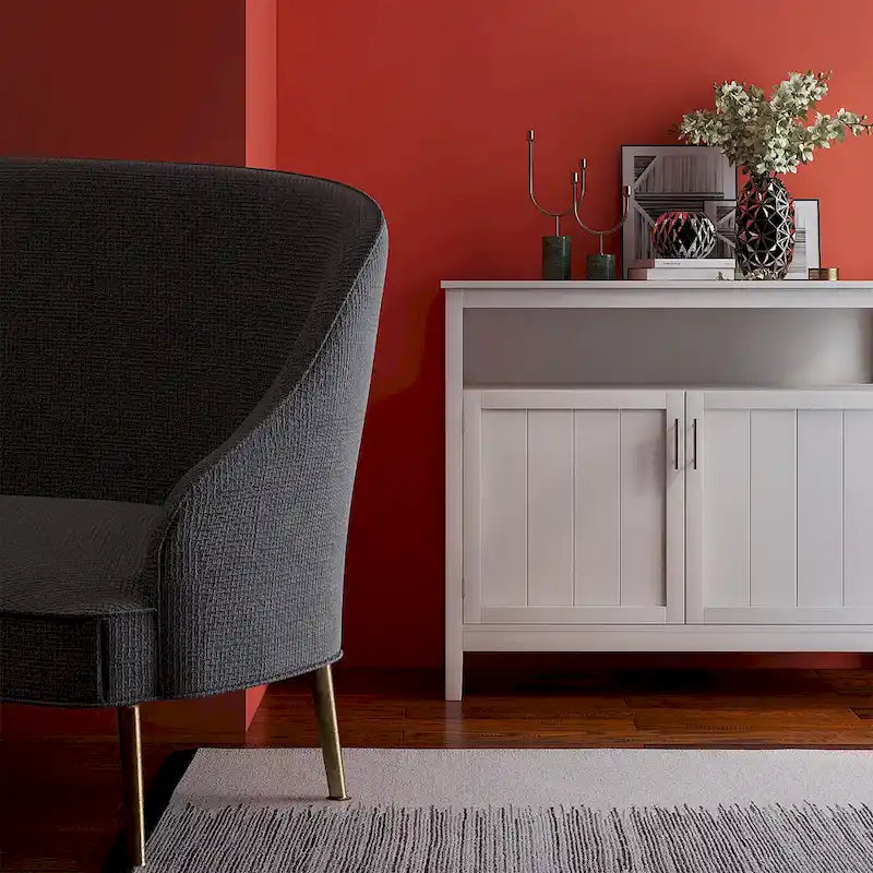 Buffet de cuisine blanc/marron avec étagère réglable – 2 portes