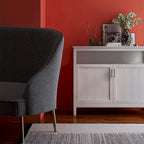Buffet de cuisine blanc/marron avec étagère réglable – 2 portes