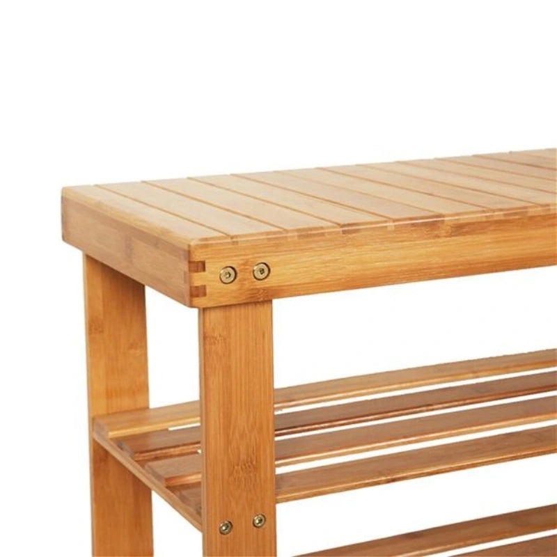 Banc à chaussures 3 niveaux en bambou marron, 1 place