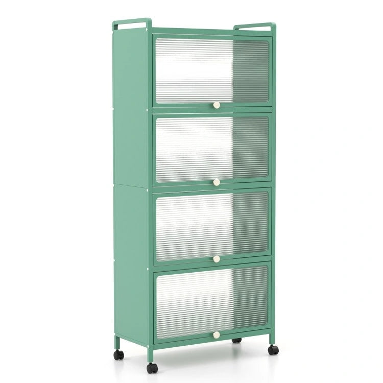 Étagère de rangement de cuisine roulante noire à 5 niveaux avec portes relevables, pour 1 personne